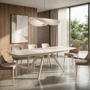 Стіл Galen 145(205)*85*76  White Golden Glossy