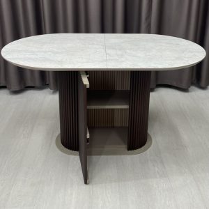 Обідній овальний розкладний стіл B-WOOD 160(200)*90*76 з HPL з мінібаром